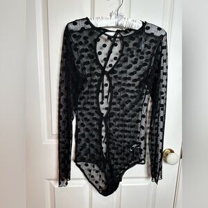 Hanky Panky Black Polka Dot Sheer Bodysuit